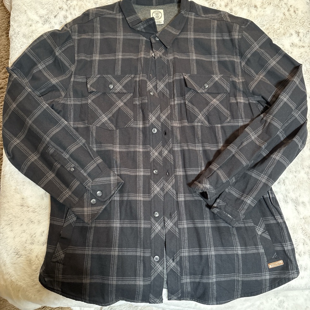 Men's Charcoal Plaid Shirt Jacket